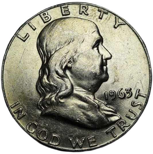 1963 United States Franklin Half Dollar, 90% Silver, Uncirculated