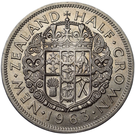 1963 New Zealand Half Crown, Uncirculated