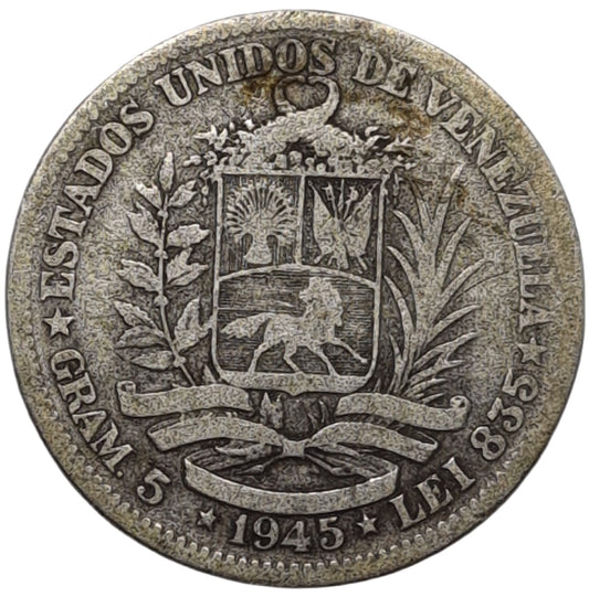 1945 Venezuela 1 Bolivar - Arts & Entertainment > Hobbies & Creative Arts > Collectibles > Collectible Coins & Currency > Collectible Coins > Rare Coins from The Half Crown