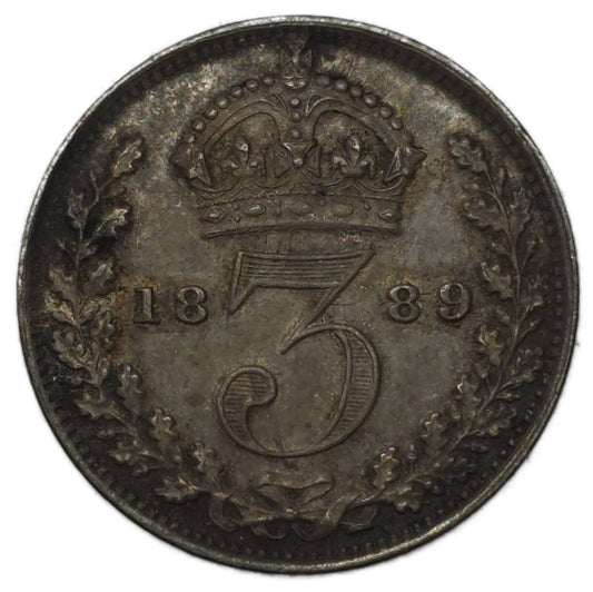 1889 UK Threepence .925 Silver, EF