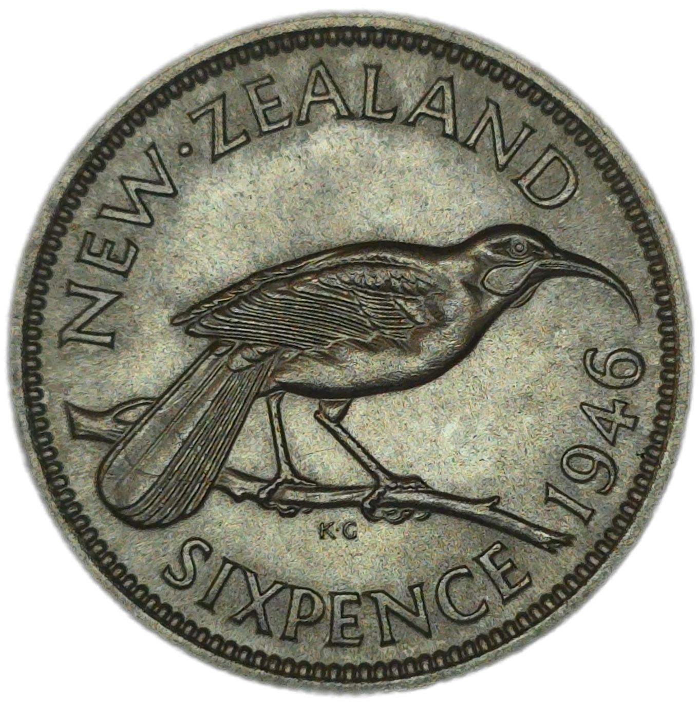 1946 New Zealand Sixpence, gVF - Arts & Entertainment > Hobbies & Creative Arts > Collectibles > Collectible Coins & Currency > Collectible Coins > Rare Coins from The Half Crown