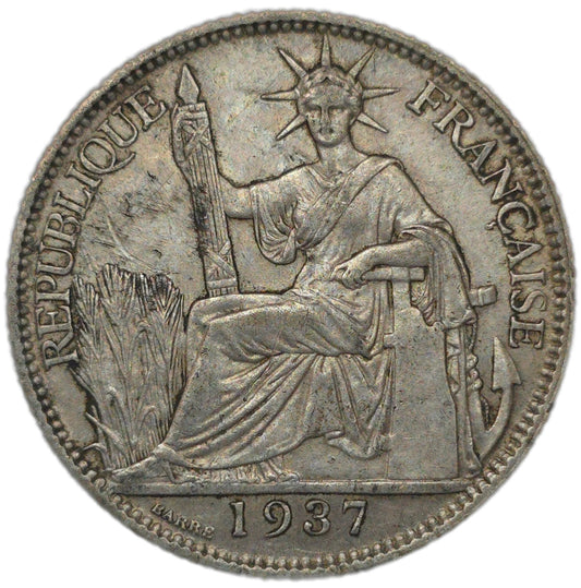 1937 French Indochina 20 Cents - Arts & Entertainment > Hobbies & Creative Arts > Collectibles > Collectible Coins & Currency > Collectible Coins > Rare Coins from The Half Crown