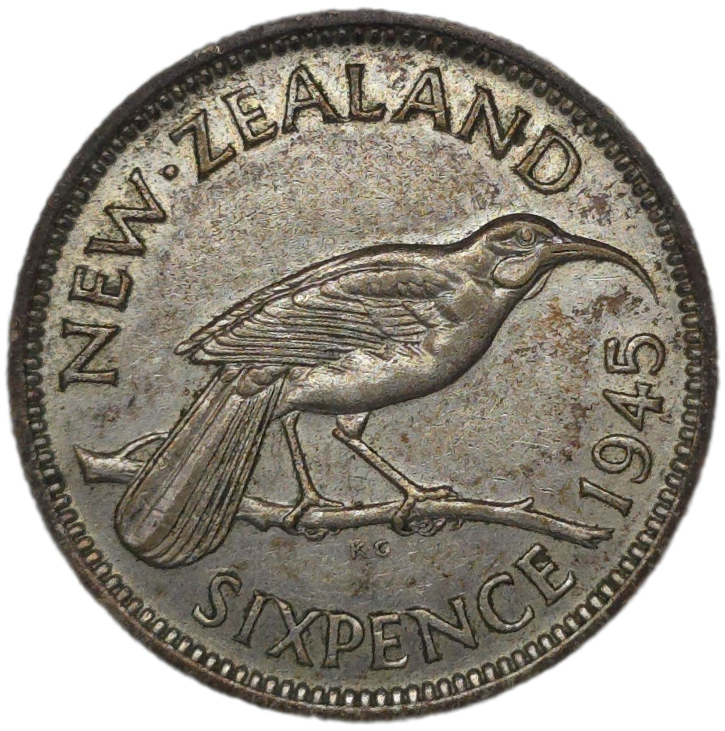 1945 New Zealand Sixpence, gVF - Arts & Entertainment > Hobbies & Creative Arts > Collectibles > Collectible Coins & Currency > Collectible Coins > Rare Coins from The Half Crown