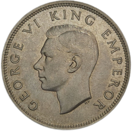 1946 New Zealand Florin, Flat Back, gVF