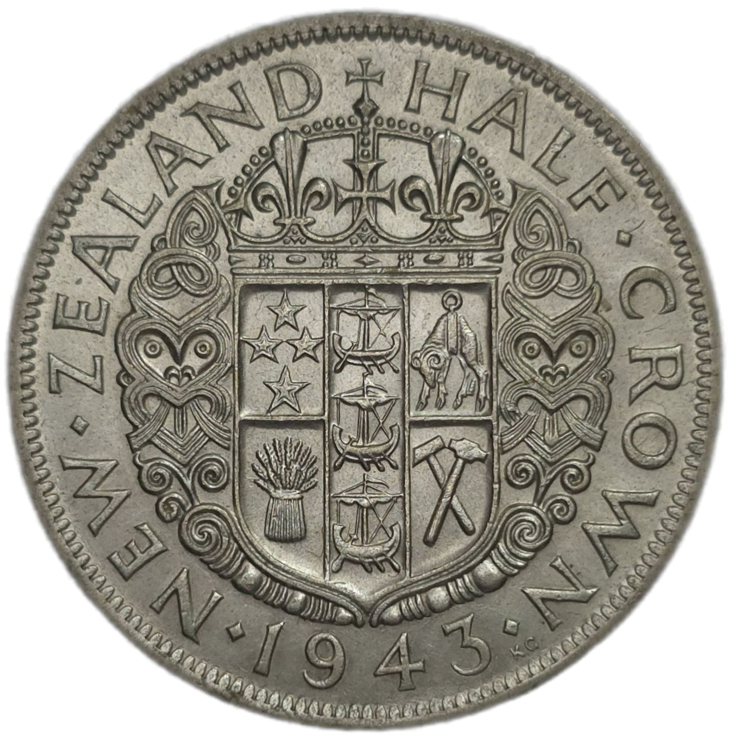 1943 New Zealand Half Crown, EF