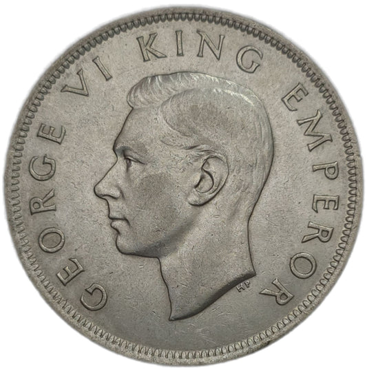 1943 New Zealand Half Crown, EF - Arts & Entertainment > Hobbies & Creative Arts > Collectibles > Collectible Coins & Currency > Collectible Coins > Rare Coins from The Half Crown