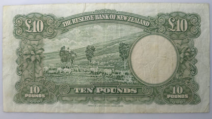 1956-1967 New Zealand Ten Pound Note, gFine
