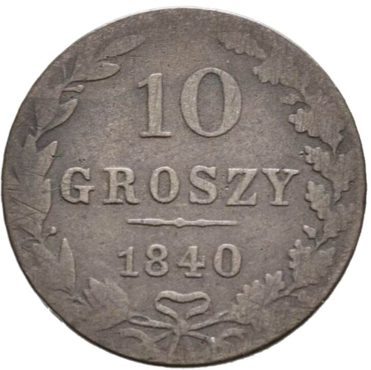 1840 Poland 10 Groszy - Arts & Entertainment > Hobbies & Creative Arts > Collectibles > Collectible Coins & Currency > Collectible Coins > Rare Coins from The Half Crown