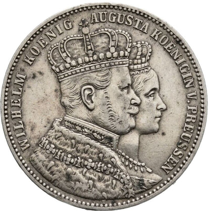1861 German States 1 Thaler, Coronation of Wilhelm and Augusta