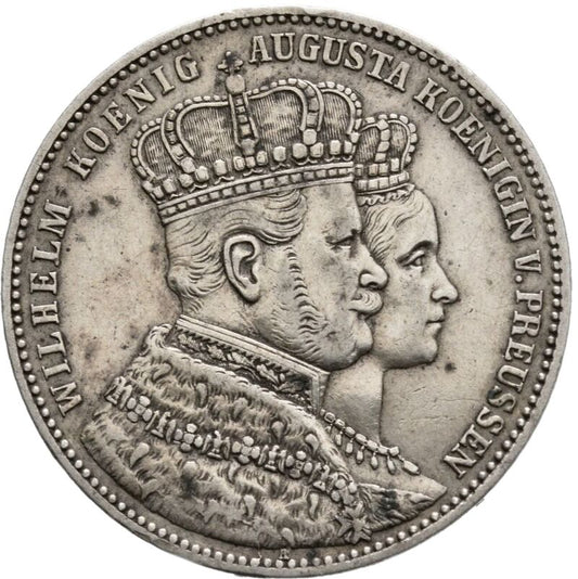 1861 German States 1 Thaler, Coronation of Wilhelm and Augusta