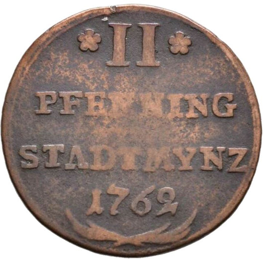 1762 German States 2 Pfenning, Augsburg Stadt