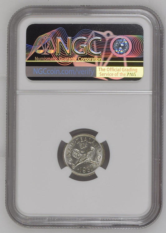 1937 New Zealand Threepence NGC Graded
