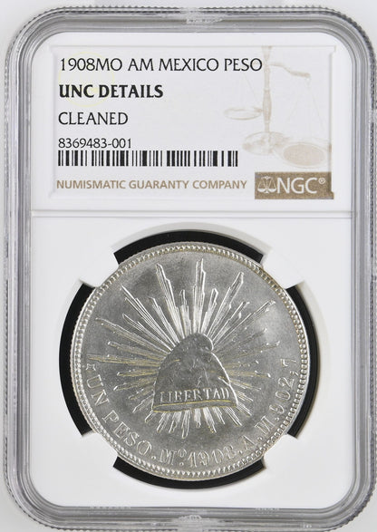 1908 Mexico 1 Peso NGC Graded