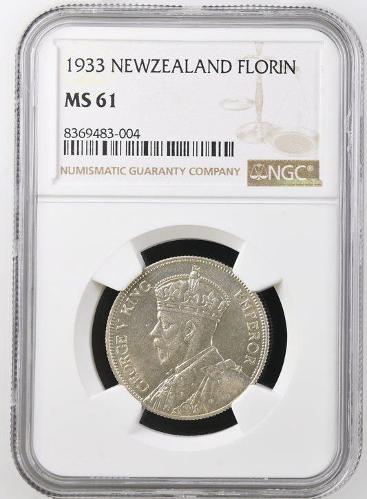 1933 New Zealand Florin NGC MS61 - Arts & Entertainment > Hobbies & Creative Arts > Collectibles > Collectible Coins & Currency > Collectible Coins > Rare Coins from The Half Crown