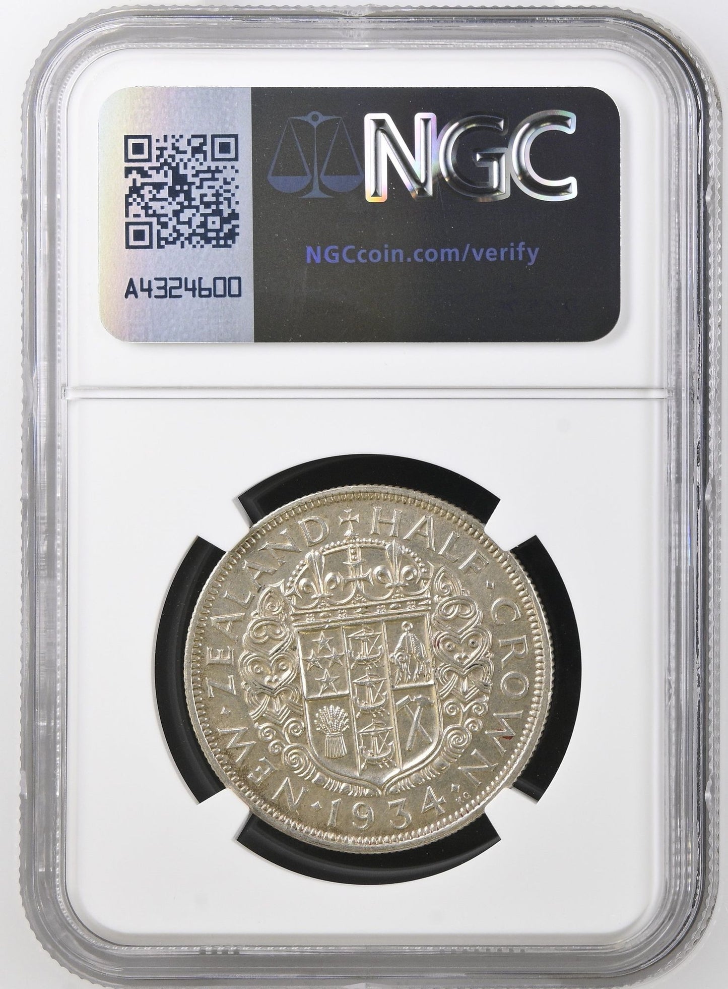 1934 New Zealand Half Crown NGC AU55