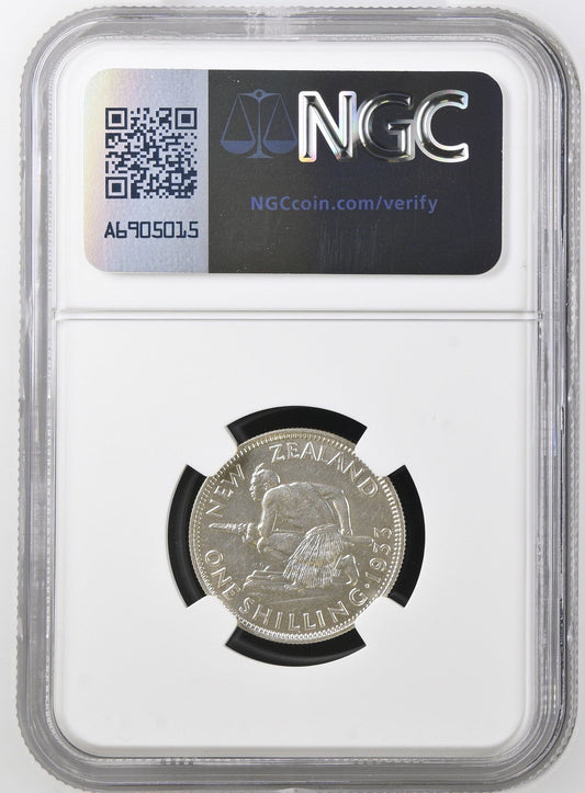 1933 New Zealand Shilling NGC AU58